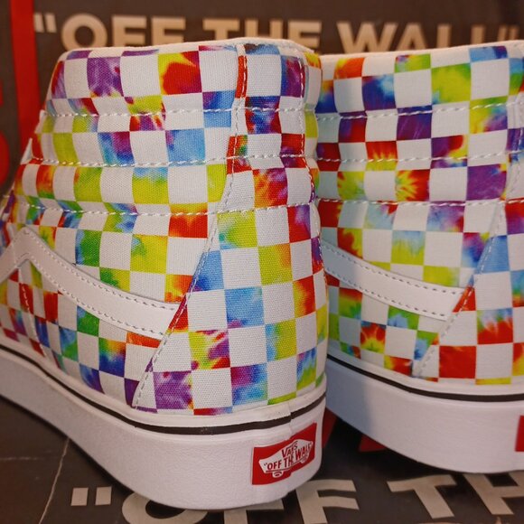 Vans Comfycush Sk8-Hi Tie Dye Checker White Size US 12 Men New VN0A3WMCWWX - Picture 3 of 12